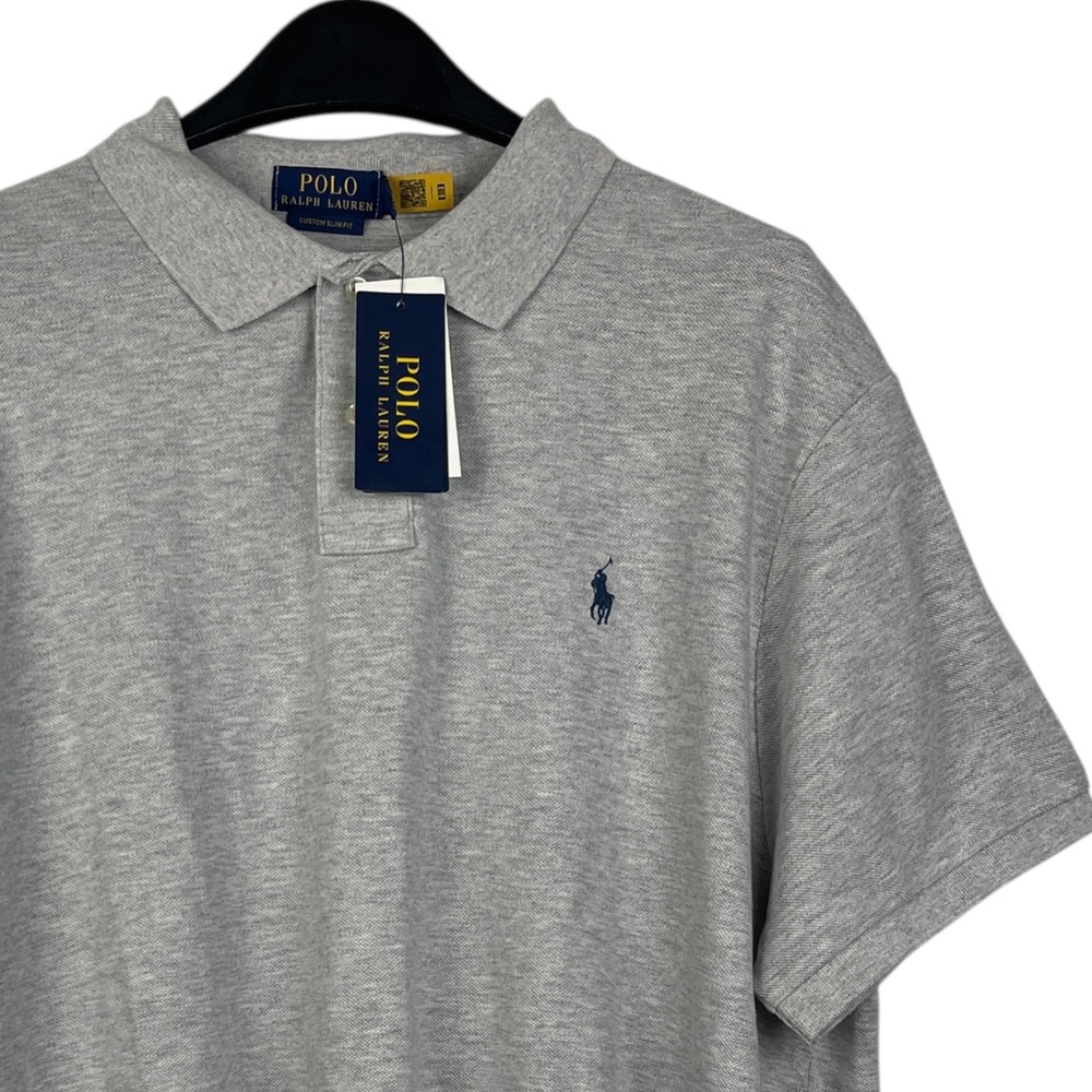 NEW Polo Ralph Lauren Custom Slim Fit Polo Shirt Casual Pony Grey XXL